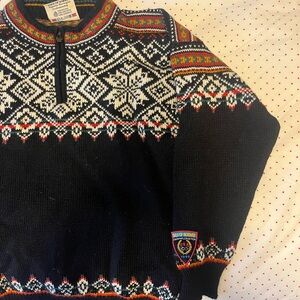 Vintage Dale of Norway Multicolor Patterned Men's Zip-Up Sweater Olympics 1998